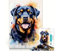 Rottweiler in Watercolor Jigsaw Puzzles for Teenagers 1000 Piece Boost Memory Serene Time Premium Cut Birthday Gift (38x52cm)