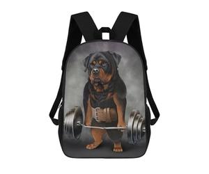 Rottweiler Lifting Weights Backpack, 3D Printed School Bag, School Lunch Bag, Travel Backpack, Friends Backpack, School Backpack for Girls And Boys 17inch