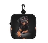 Rottweiler Loving Confident and Loyal, Coin Purse Square Zipper Storage Bag, Change Pouch with Lobster Buckle Clasp Buckle, Change Purse