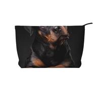 Rottweiler Loving Confident and Loyal, Cosmetic Bag Corduroy Makeup Bag Portable Travel Toiletry Bag