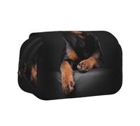 Rottweiler Loving Confident and Loyal Pencil Pouch Portable Double Layer Stationery Organizer
