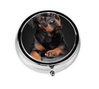 Rottweiler Loving Confident and LoyalMeta Pill Box 3 Compartment Medicine Case,Portable Organizer