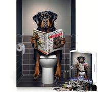 Rottweiler on The Toilet Hard Jigsaw Puzzle for Adults 1000 Pieces Fine Logic Toy Calm Fun Neat Edge Thoughtful Gift (50x75cm)