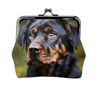 Rottweiler Pattern Print Coin Purse,Cute Leather Kiss Lock Coin Wallet Portable Wallet for Office and Travel