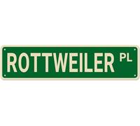 Rottweiler PL Street Sign, Rottweiler Decor Rottweiler Dog Sign Rottweiler Gift, Funny Wall Decor for Home/Man Cave/Bar, Quality Metal Signs 16x4 Inch
