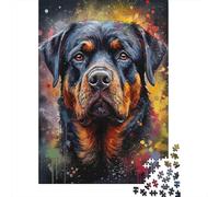 Rottweiler Portrait Art Jigsaw Puzzles for Adults Interesting Puzzle Game 1000 Pieces Impossible Puzzle for Adults Gifts 38x26cm/1000pcs