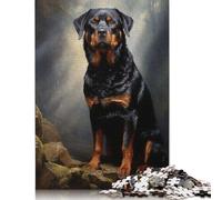 Rottweiler Portrait Puzzle Brain Teaser 100% Recycled Cardboard Jigsaw Puzzle for Kids And Adults Age 12 Years Up 1000pcs (75x50cm)