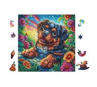 Rottweiler Puppy 100 Pieces Set Classic Jigsaw Puzzle Teen Fans 14-18 Yrs Brain Training Logic Skill Leisure Adventure Valentines Recycled Cardboard 28x28cm