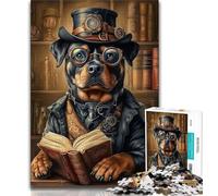 Rottweiler Reading Puzzles 1000 Pieces for Adults,for Educational Game Challenge Toy for Is Ideal As A Gift for The Whole Family (75x50cm)