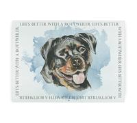 Rottweiler Rectangular Glass Worktop Protector - Life's Better with a Dog Gift - Large Textured Kitchen Cutting Board Worktop Saver with Non-Slip Feet 39cm x 28.5cm (15" x 11")