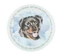 Rottweiler Round Glass Worktop Saver - Life's Better with a Dog Gift - Textured Kitchen Chopping/Cutting Board Worktop Protector with Non-Slip Feet 30cm x 30cm (12" x 12")