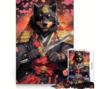 Rottweiler Samurai Warrior Animal Hard Jigsaw Puzzle for Adults 1000 Pieces Reason Skill Toy Family Time Tight Cut Art Collectible (38x52cm)
