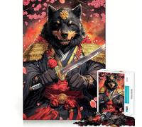 Rottweiler Samurai Warrior Animal Jigsaw Puzzles 1000 Piece for Adults Smart Reason Toy Casual Fun Smooth Edge Wall Art Decor (50x75cm)