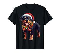 Rottweiler Santa Christmas Tree Lights Xmas Rottie Pajama T-Shirt