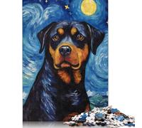Rottweiler Starry Night 1000 Piece Puzzles For Adults Creative Rectangular Wooden Puzzle Jigsaw for Friends Family 1000pcs (75x50cm)
