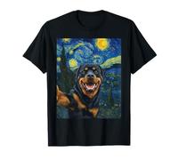 Rottweiler Starry Night Van Gogh Dog Selfie Mom Dad Rottie T-Shirt