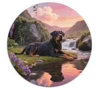 Rottweiler Unique 1000-Piece Round Jigsaw of Pet Dog, Test Your Patience And Skill, Designed for Adults, Ideal for Evenings In 1000pcs (67.5x67.5cm)