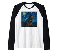 Rottweiler Van Gogh Starry Night Cool Art Raglan Baseball Tee