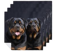 Rottweiler Wallpaper Cloth Napkin 4 PCS Table Dinner Napkins Washable & Reusable Cloth Napkins Washable Tablecloth for Party, Wedding, Lunch, Dinners, Banquet, Christmas