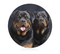 Rottweiler Wallpaper Cutting Board, 8" Sublimation Glass Chopping Board Round Cutting Boards for Kitchen Decor, Anti Slip Heat Resistant Glass Plate for Countertop