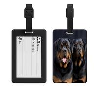 Rottweiler Wallpaper Luggage Tag Suitcase Marker Travel Baggage Identifier with Boarding Card Holder Sturdy TPU Travel Label for Suitcases and Work Bags