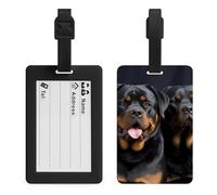Rottweiler Wallpaper Luggage Tags for Suitcases Personalized Luggage Tags Business Card Holder Travel ID Bag Tag with Address Card Quick Spot Baggage Identifier for Carry On