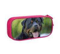 Rottweiler Wallpaper Pencase with Full-Print Design - Durable Oxford Cloth Pencil Case for School, Office & Travel - Multi Pocket Storage Bag for Pens, Makeup & Accessories