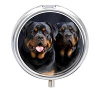 Rottweiler Wallpaper pilldispenser with Mirror 3 Compartments Waterproof Pillcase for Purse Pocket Non-Slip Grip Travel Medicine Organizer Container Box for Vitamin Fish Oil Supplement