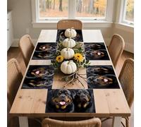 Rottweiler Wallpaper Placemats Set 30x45cm*6 Heat Resistant Washable Placemat Waterproof Table Placemats Non-Slip Wipeable Tables Mat Kitchen Place Mats for Dining Party Home Decor