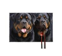 Rottweiler Wallpaper Placemats Set of 4-17.7x11.8 Inch Washable Non-Slip Table Mats, Durable Wipeable Kitchen & Dining Mats for Party Decor, Home Table Setting, Oil/Scratch Protection