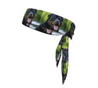 Rottweiler Wallpaper Print Head Tie Headbands, Ninja Karate Tie, Athletic Sweatbands,Sweat Wicking Workout Head Band