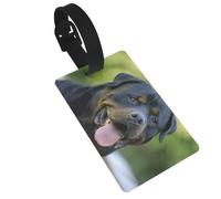 Rottweiler Wallpaper Print Luggage Tags Quick Install Airplane Travel Essentials for Suitcases Durable PVC Bag Tag