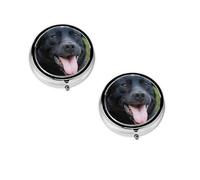 Rottweiler Wallpaper Print pilldispenser, Round Organizer, 3 Compartment Small Case for Purse & Pocket, Portable Medicine Box for Travel