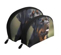 Rottweiler Wallpaper Printing Shell Makeup Bag Set 2-Piece Cosmetic Bags Portable Travel Makeup Storage Bag for Women Girls