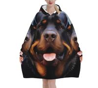 Rottweiler Wallpaper- Super Soft Wearable Blanket Hoodie For Men And Women - Warm, Fashionable, Cozy Flannel Hooded Sweatshirt - Oversized, Loose Hoodie Blankets With Pocket For Ultimate Comfort
