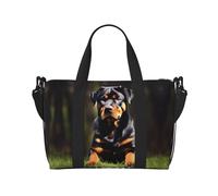 Rottweiler Wallpaper Women Travel Duffel Bag, Large Weekender Carry-On Tote, Gym Workout Bag,Mommy Hospital Bag, Black, One Size