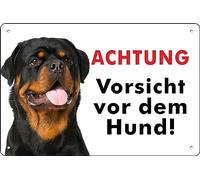 Rottweiler Warnung Beware of the Dog Aluminium Composite Sign for Outdoor and Indoor Use 3 mm Thick (Cm 20 x 30)