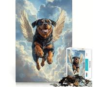 Rottweiler with Angel Wings Jigsaw Puzzles for Adults 1000 Piece Strengthen Recall Casual Fun Quality Edge Stylish Gift (50x75cm)