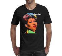 ROUBEIJIA Aretha Franklin t Shirt Men Short Sleeve Black Grieve [Mourn] Over Aretha Franklin's Death Size 3XL