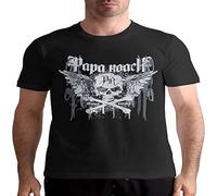 ROUBEIJIA Papa Roach Men's Short Sleeves T-Shirt Gift Size L Black