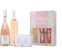 Roubine Côtes de Provence Rosé Gift Set with 2 Bottles and 2 Glasses - Premium French Rosé Wine in a Beautiful Floral Box, Perfect Seasonal Gift for Her and Special Occasions