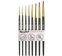Roubloff Paint Brush Set, 8 Round Synthetic Kolinsky Imitation, Sizes 00 0 1 2 3 4 5 6, Ideal for Acrylic, Watercolor, Gouache & Oil Colors