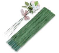 Roucerlin 100 Pieces 14.1"/36 cm Green Floral Wire Stems, 12 Gauge/2 mm Artificial Flower Stems Rod, Faux Florist Wire Green Sticks for Flower Bouquet Arrangement Crochet Crafts Wreath Making