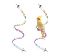 Roucerlin 2 Pieces 39.3" Bird Rope Perch for Cage, Bendable Parrot Rope Swing, Standing Cord Bungee Bird Toy Climbing Accessories for Cockatiel Parakeet Budgie Lovebird (Gradient Color)