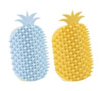 Roucerlin 2 Pieces Pineapple Shape Cat Self Groomer for Indoor, Soft Wall Cat Corner Scratcher, Hair Head Face Massage Pet Brush for Long Short Fur Kitten Small Dog, Yellow & Blue