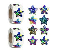 Roucerlin 2 Roll 1000 Pieces Decorative Star Stickers, 0.98" Small Reward Star Stickers, Self-Adhesive Star Labels for Classroom DIY Crafts Behavior Chart Student Teacher Supplies (Rainbow)