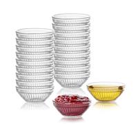 Roucerlin 20 Pack 2.8 in Small Glass Bowls Clear, 2.5 Oz Stackable Mini Prep Bowls, Tiny Pinch Sauce Dish for Dipping Ingredient Condiment Spices Food Dessert Soy Kitchen (Clear)