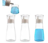 Roucerlin 3 Pieces 5.07 Oz/150 ML Glass Mouthwash Dispenser for Bathroom, Refillable Mouth Wash Dispensers with Lid Cup, Small Clear Mouthwash Container Bottle for Kitchen Countertop (5.9" x 2.2")
