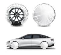 Roucerlin 4 Packs 190 T Polyester Tire Covers, Universal Waterproof RV Wheel Covers, Sun Snow Rain Protector for Travel Trailer Camper Truck Motorhome, Fits 13"-18" Tire Diameter (Silver)
