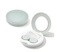 Roucerlin 4 Pieces Flip Top Contact Lens Case Applicator Remover Tool Kit, Eye Contact Case with Mirror & Solution Bottle, Cosmetic Lens Holder Storage Container for Travel Home Office (Green)